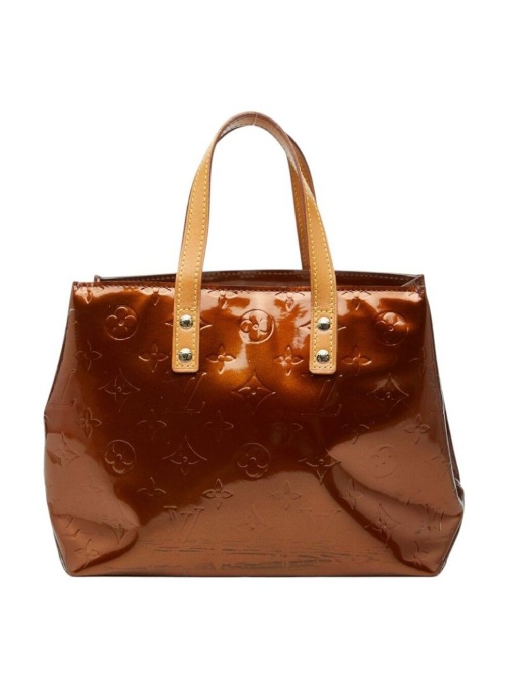 Louis Vuitton Monogram Vernis Reed PM Handbag Blanc Brown Patent Leather